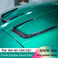 For BMW M4 M3 G80 G82 Dry Carbon Fiber Car Side Fender Splitters Trim Engine Hood Fins Front Bumper Lip Spoiler Wind Knife