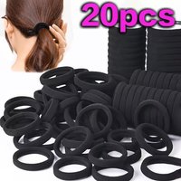 20 Pieces of Women's Black Hairbands, Seamless High-Elastic Hairbands, Non-Damaging Elastic Hairbands, Ponytail Holders, Hair Ties, Hairband Clips, Hair Accessories, Simple Solid Color Small Hair