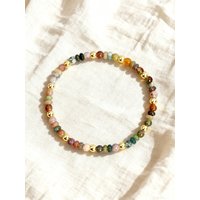 Natural Agate Bracelet 4m Indian Agate Abacus Bead Stone Beaded Bracelet for Vigour Protection Healing Balance Spiritual Jewelry