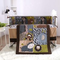 7Piece Forest Animals Baby Crib Bedding Set Nursery Baby Crib Set for Boys Nursery (4Bumpers+Crib Comforter+Sheet+Crib Skirt)
