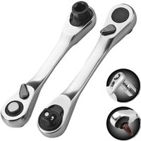 Mini Treble 1/4 Ratchet Wrench Double Ended Quick Reversible Ratchet Socket Wrench Universal Double-Ended Wrench Combination