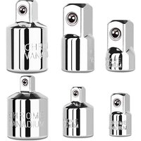 6pcs Socket Adapter and Reducer Set, 1/4", 3/8", 1/2" Chrome Vanadium Steel Ratchet/Socket Extension/Conversion Kit