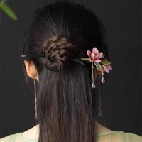 Women Elegant Vintage Hair Sticks Classical Flower Headwear With Tassel Hairpin Wedding Chinese Style Jewelry Hair Accessories