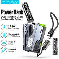 Vyvylabs 22,5 W, power bank o pojemności 10000 mAh, certyfikat CCC, z wymienną baterią 21700, ładowarka typu C z szybkim ładowaniem i wymiennymi bateriami oraz kablem USB-C.