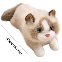 Soft Simulation Cat Voiced With Bib Realistic Cat Fluffy Cute Cartoon Simulated Kitten Model Birthday Gifts