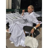 Elegant White Shirt Dress Spring Clothing Women 2026 Lapel Full Sleeve Slim Fit Long Dresses OL Style Commuting Dress Robe Femme