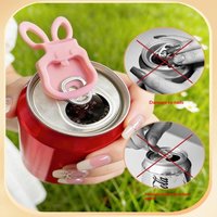 texture1/6PCS Color Beverage Can Opener With Protective Cover Reusable Plastic Tab Can Openers Easy Can Opener Kitchen Tool