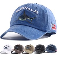 2023 neue Designer Schwarz Weiß Tier Shark Stickerei Baseball Hut Snapback Frauen Knochen Vintage Baumwolle Papa Caps für Männer Gorras