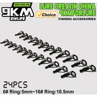 Fishing Rod Guide 24Pcs Stainless Steel Rod Tip Repair Ring Black Ceramic Replacement Freshwater Saltwater Mixed Size 5~10.5mm