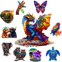 Gemstone Dragon and Animals Theme Wooden Jigsaw Puzzle Wooden Decor Painting Christmas and Halloween Gift Toy for Teen and Kid