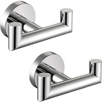 1Pcs or 2Pcs 304 Stainless Steel Bathroom Double Towel Hook Bathroom Creative Wall Metal Hook Door Back Wall Clothes Hook Waterproof Wall Hook - for Bathroom Bath Balls, Brush and Bedroom Jacket, Hat,