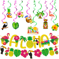 Hawaiian Theme Party Banner Decorations Aloha Garlands Tropical Flower Bird Hawaii Happy Birthday Party Supplies