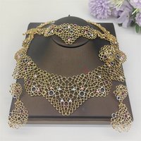 Fashion High Quality Gold Plated Women Jewelry Set Simple Lines Earrings Ring Colored Necklace Bangle For Wedding Party