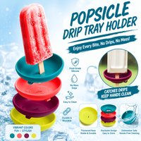 1-8pc Silicone Drip-Proof Popsicle Holder Anti-Drip Ice Cream Bracket Cone Support Summer Outdoor Reusable Popsicle Protector