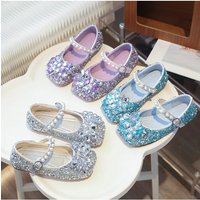 Luxury Purple Crystal Shoes Kids Girls Bling Blue Rhinestone Mary Janes Baby Child Silver Sequins Ballet Flat Princess Zapatos