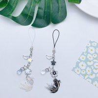 Good Luck Mobile Phone Chain Koi Beaded Phone Lanyard Y2K Waterdrop Phone Beaded Charm Sweet Flower Phone Pendant