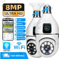 8MP E27 Bulb Surveillance WIFI Camera Dual Lens Indoor Surveillance AI Human Tracking Dual-Storage Design Security Baby Monitor