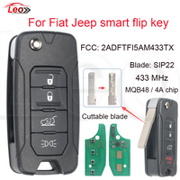 Leo FCC:2ADFTFI5AM433TX RX2RKEL9 433MHz MQB48/4A-chip blade:SIP22 Car Smart Flip Key for Fiat 500 Jeep Renegade 2016 2017 2018
