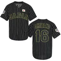 Japan 16 OHTANI Baseball Jersey Oversize Outdoor Sportswear Embroidery Sewing Stripes Hip Hop Cloth High Street T-Shirts