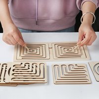 Children Left Right Brain Puzzle Pen Movement Trajectory Control Training Hand Brain Coordination Kids Wooden Educational Toys