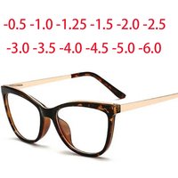 Diopter 0 -0.5 -0.75 -1.0 -1.5 -2.0 -3.0 To -8.0 Myopia Glasses Anti Blue Light Cat Eye Big Frame Prescription Eyewear