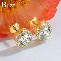 Rrjzz Round Cut D Color Lab Created Imitation Diamond Halo Earring Stud for Women 5mm 6.5mm Moissanite Earrings GRA Jewelry GIft