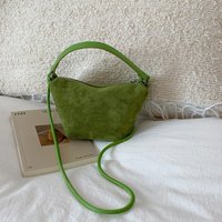 Ins Korean Suede Handbags Leisure Candy Color Frosted Shoulder Purse Zipper Small Crossbody Bags Ladies