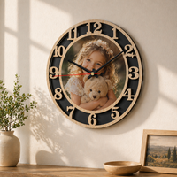 Custom Wall Clock with Photo Large 3D Wooden Acrylic Silent Quartz Clock Modern DIY Picture Clock Home Decoration Gift