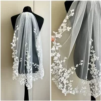 Short Lace Wedding Veils One Layer with Comb Soft Tulle Elbow Bridal Veil Women Bride Accessory