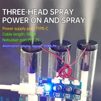 DC 5V Ultrasonic Atomizer Humidifier Module Dual Spray Three Stage No Switch Type C for Direct Electrical Spray Application