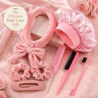 8/5/4Pcs No Heat Overnight Curls Set Satin Bonnet Heatless Hair Curler Edge Brush Scrunchies Comb Black Gift Comb Styling Tools