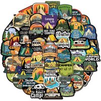 50PCS Camping Creative Scenery Site Stickers DIY Manual for Mobile Phone Cases Laptops Luggage Waterproof Stickers