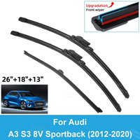 3PCS Car Wiper Blades for 2012-2020 Audi A3 S3 8V Sportback Rear Windshield Wipers Double Rubber Car Accessories