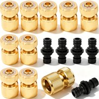 6PCS 1/2" Garden Hose Quick Connector Kit Brass Water Pipe Coupler Double Male Extension Plug Garden Irrigation Fittings