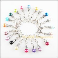 20Pcs Tibetan Silver Tone Tiny Cone Retro Mixed Ball Glass 6x17mm With Lobster Claw Clasps Charms HCJBAB