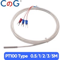 CG Roller Slot PT100 Temperature Sensor Stainless Steel RTD with 0.5/1/2/3/5M Three-core Silver-plated PTFE Shielded Wire