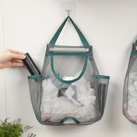 1pc Wall-Mounted Kitchen Trash Bag Organizer,Washable Mesh bag,Japanese-Style Large Capacity Plastic Bag Storage bag,Large Size