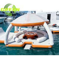 Inflatable Aqua Bana Floating Lily Pad Lake Float Lounger Dock Platform With Tent Shades