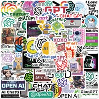 60pcs Chat GPT Stickers Technological Aesthetic Decals For Phone Laptop Luggage Skateboard Refrigerator Cartoon Stickers