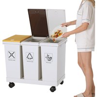 24/36/40L Trash Can with Wheels Recycling Bin and Rolling Garbage Can with Press-Open Lids Mobile Waste Separation Containers