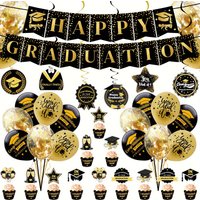 2026 Graduation Party Decoration Kit Congratulations Banner Hanging Swirls Photo Booth Props Class Party Supplies for Graduates