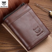 BULLCAPTAIN RFID Mode Leder herren Brieftasche Retro Kurze Brieftasche Kupplung Tasche männer Zipper Brieftasche Karte Fall Münze geldbörse