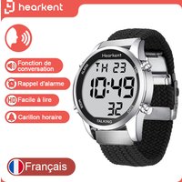 Hearkent French Talking Watch for Blind People with Alarm Speak Watch Clock Elderly Digital Wrist Watches for Visually Impaired