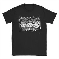 Novelty Chiikawas Rock Band Usagi Hashiware T-Shirts for Men Round Collar Cotton T Shirts Short Sleeve Tees Party Tops