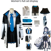 Azure cosplay costume, anime game style women's campus uniform set, including jacket, shirt, tie, and skirt, suitable for Hallow