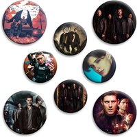 32/58mm Anime Supernatural Dean/Sam Winchester Characters Badge Soft Button Pins Round Brooch on Backpack Clothing Decor Gifts