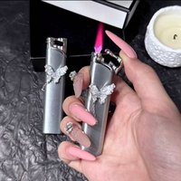 Mini Outdoor Portable Metal Windproof Lighter Fashion Butterfly Inflatable Direct Spray Red Flame Cigarette Accessories gift New