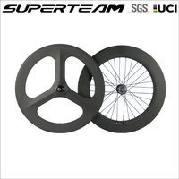 700C Carbon Wheelset Front Tri Spoke Wheel Rear 88mm Pixie Wheel Clincher