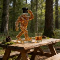 Novelty Bigfoot Shaped Whiskey Decanter with Crown Lid, Funny Glass Liquor Bottle for Bar Decor & Men's Gifting