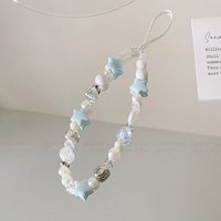 For iPhone Universal Accessories Lanyard Hanging Rope For Girl Pendant INS Star Pearl Beads Phone Short Chain Trendy Pendant